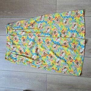 Vintage TUCKER FLORAL SILK MIDI SKIRT SIZE S